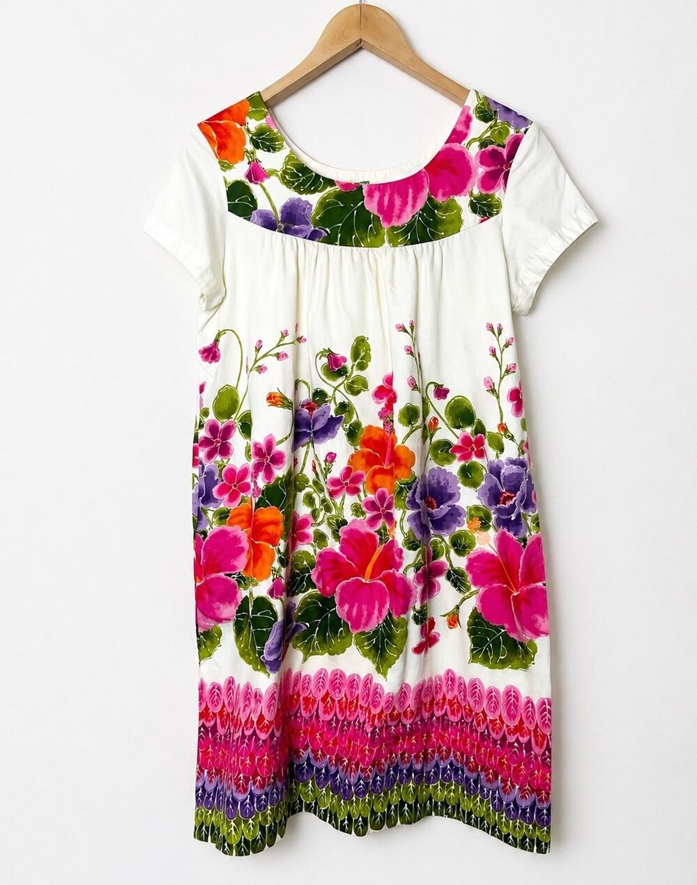 Vintage Ui-Maikai Floral Cotton Dress Made in Hawaii Tropical Resort S/M